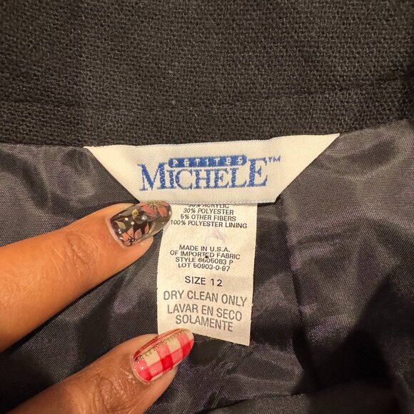 Michele Woven Black Fringe Hem Southwestern Band Pattern Midi Skirt (Size 12) - Picture 7 of 7